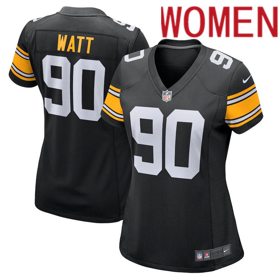 Women Pittsburgh Steelers #90 T.J. Watt Nike Black Alternate Game NFL Jersey